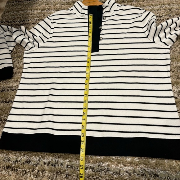 Lauren Ralph Lauren 2X Knit Pullover Mock Neck Henley Silver Buttons Top - Picture 10 of 11